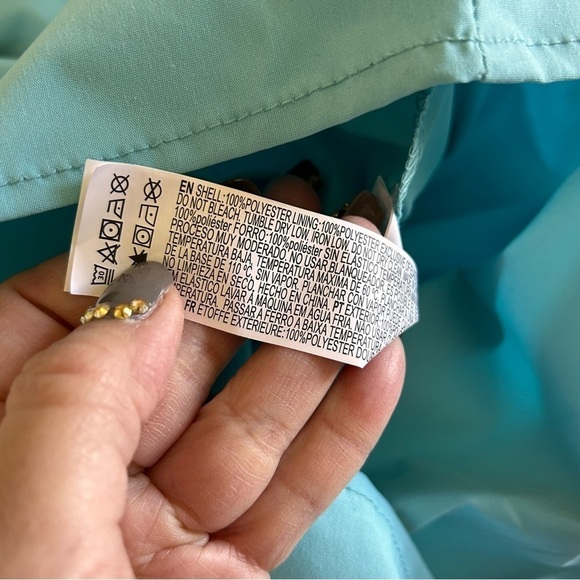 Forever 21 Women Ruffle Top Large NWT Peplum One Shoulder Puff Sleeve Turquoise - Picture 7 of 7